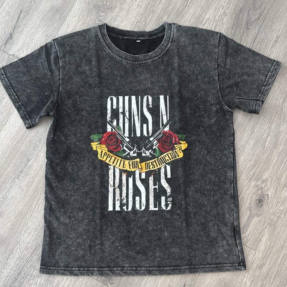Guns N Roses Graphic T-Shirt Short Sleeve Shirt Women’s Distressed Gray Medium - Picture 2 of 12